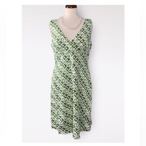 Spense Green/White Abstract Floral Sleeveless VNeck Sheath Summer Dress Missy 12